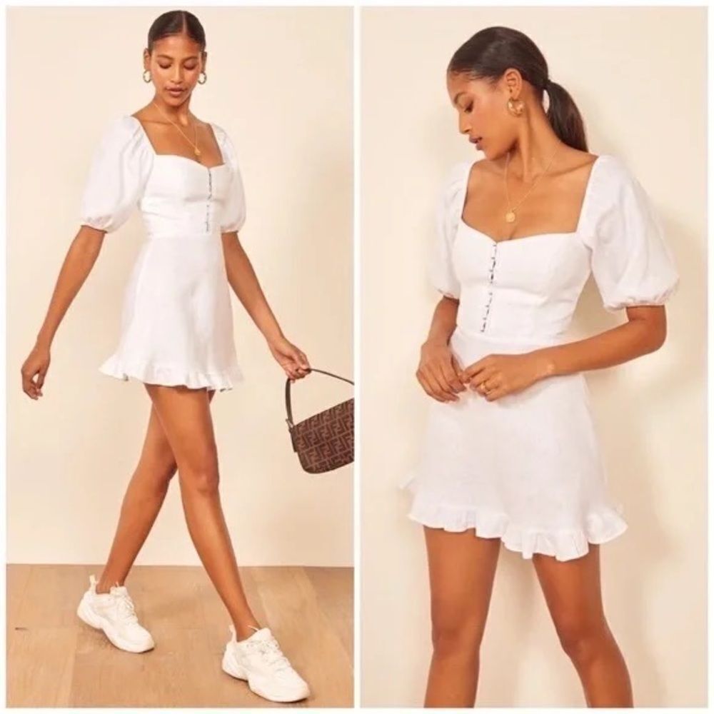 NWT Reformation Seattle Linen Dress in white